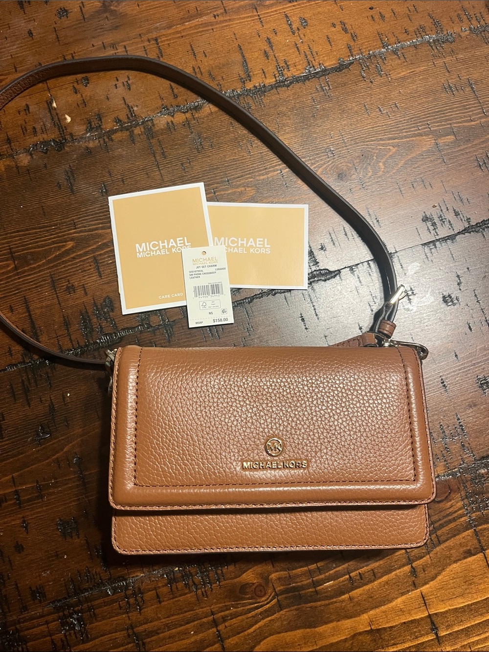 Michael Kors Taupe Brown Pebbled Leather Crossbody